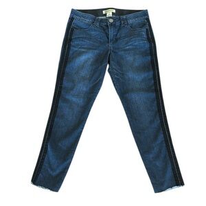 Democracy "Ab Technology" Blue Cropped Ankle Jeans Black Tuxedo Stripe Size 10